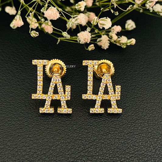 LA logo Moissanite Stud Earring
