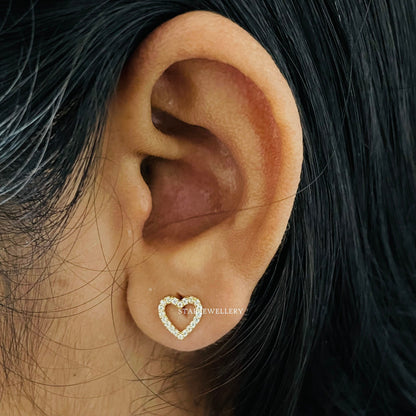 Diamond Heart Stud Piercing for Tragus, Lobe, Conch