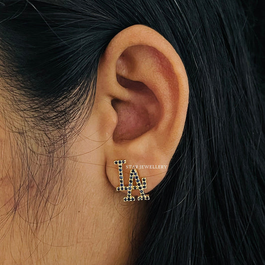 LA logo Moissanite Stud Earring