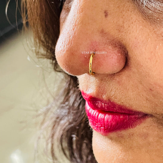 14K Solid Gold Hoop Earring and Nose Ring