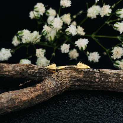 14K Solid Gold Tiny Spike Eyebrow Piercing