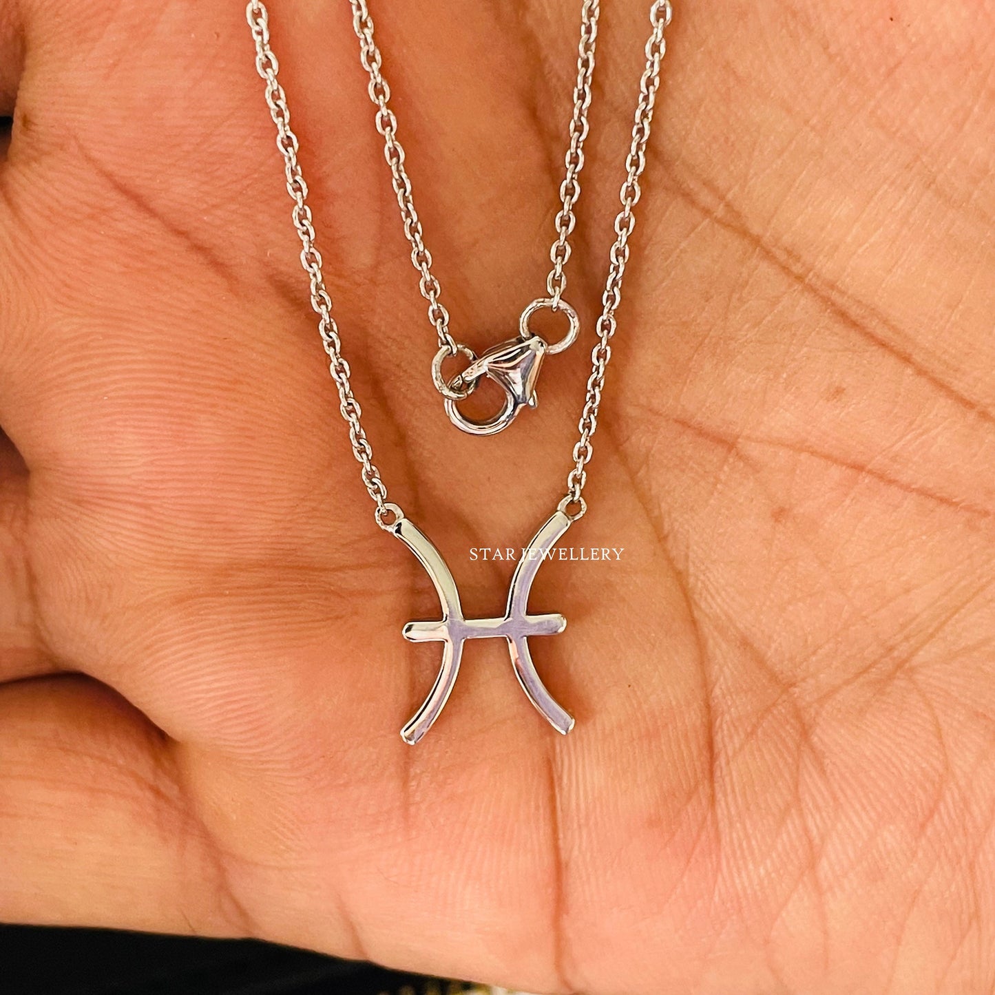 14K Solid Gold Pisces Zodiac Celestial Necklace