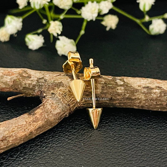 14K Solid Gold Tiny Spike Earring