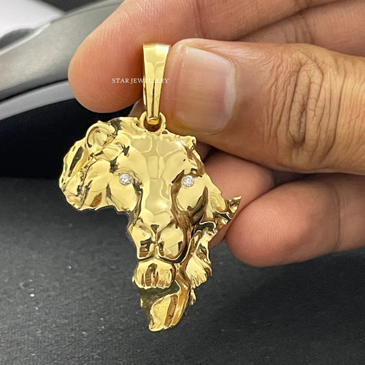 Map of Africa Diamond Lion Pendant