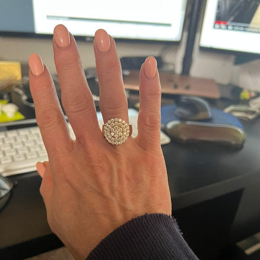 2.0 CT Colorless Moissanite Cluster Diamond Ring