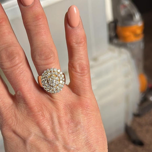 2.0 CT Natural Diamond Cluster Bridal Ring