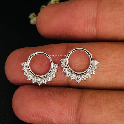 Natural Diamond Solid Gold Daith Piercing