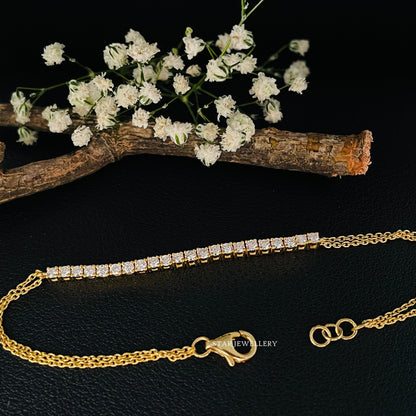 14K Solid Gold Diamond Bar Bracelet