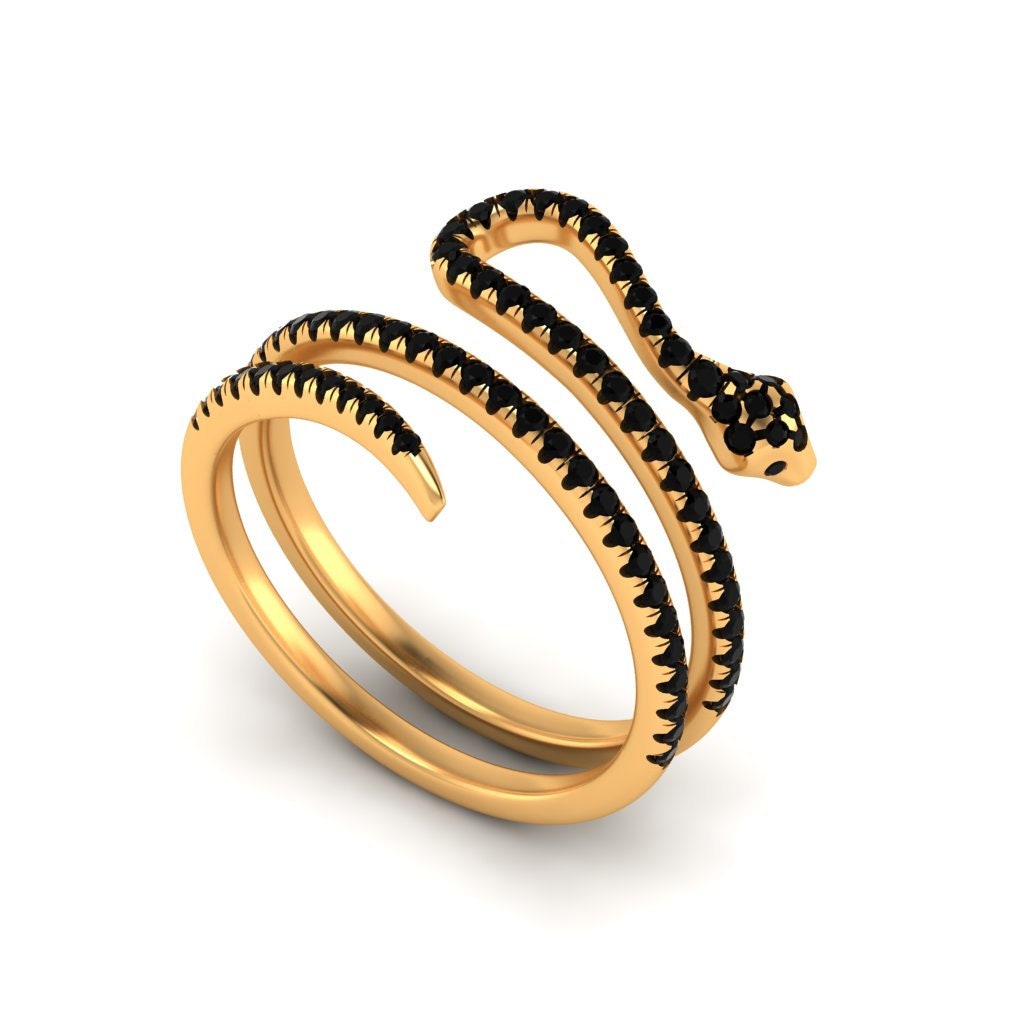 Natural Diamond Solid Gold Serpentis Ring