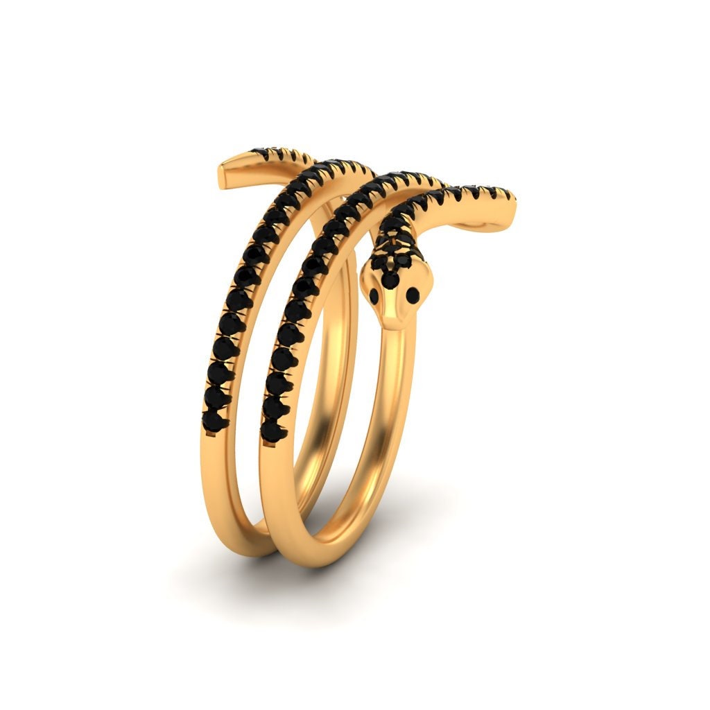 Natural Diamond Solid Gold Serpentis Ring