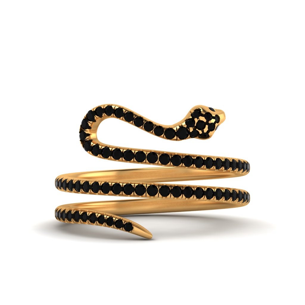 Natural Diamond Solid Gold Serpentis Ring