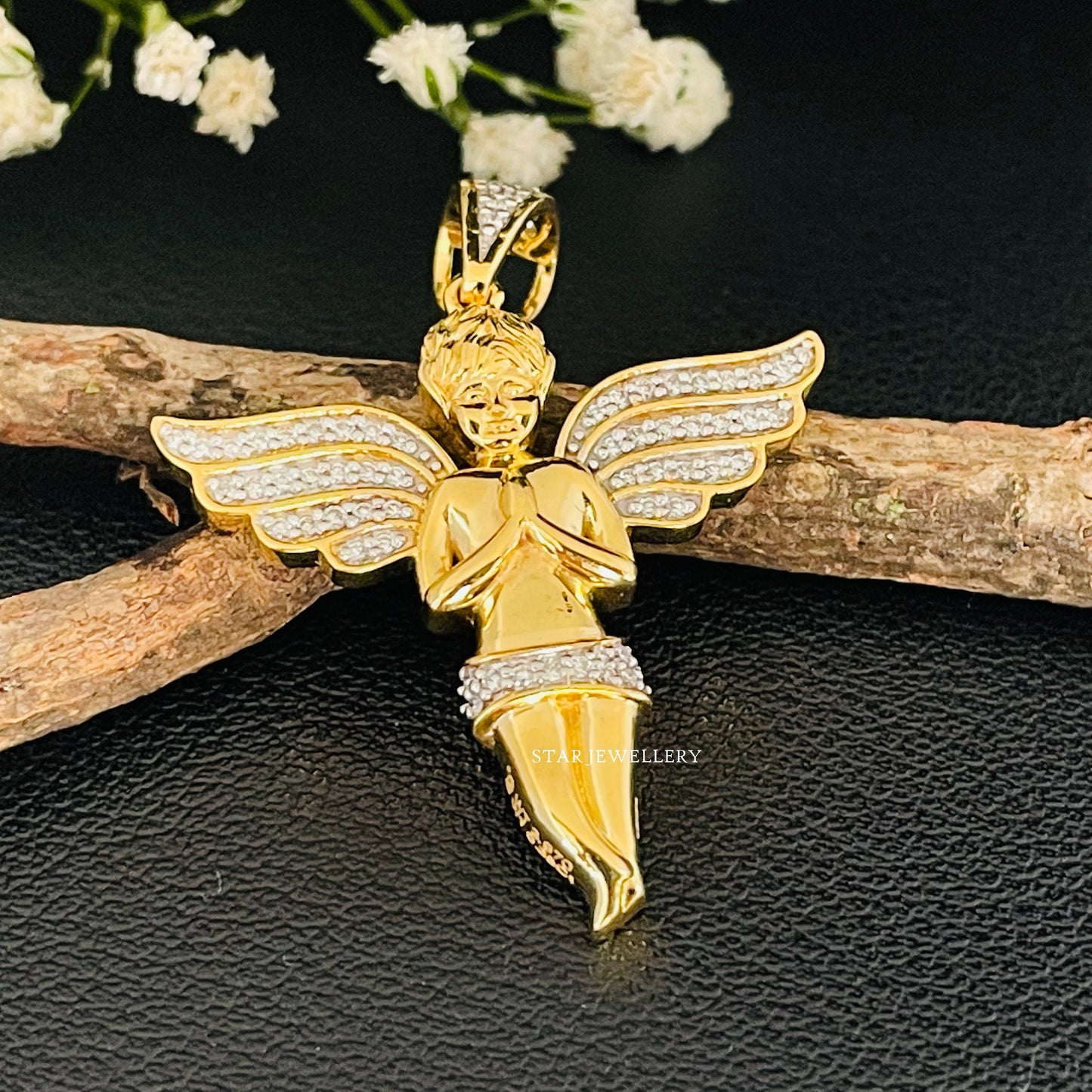 10K Solid Gold Angel Pendant