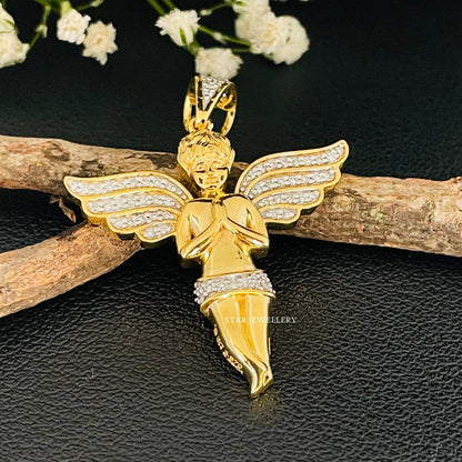 10K Solid Gold Angel Pendant