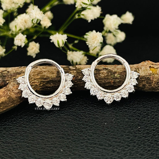 Natural Diamond Septum Nose Ring in 14K Gold