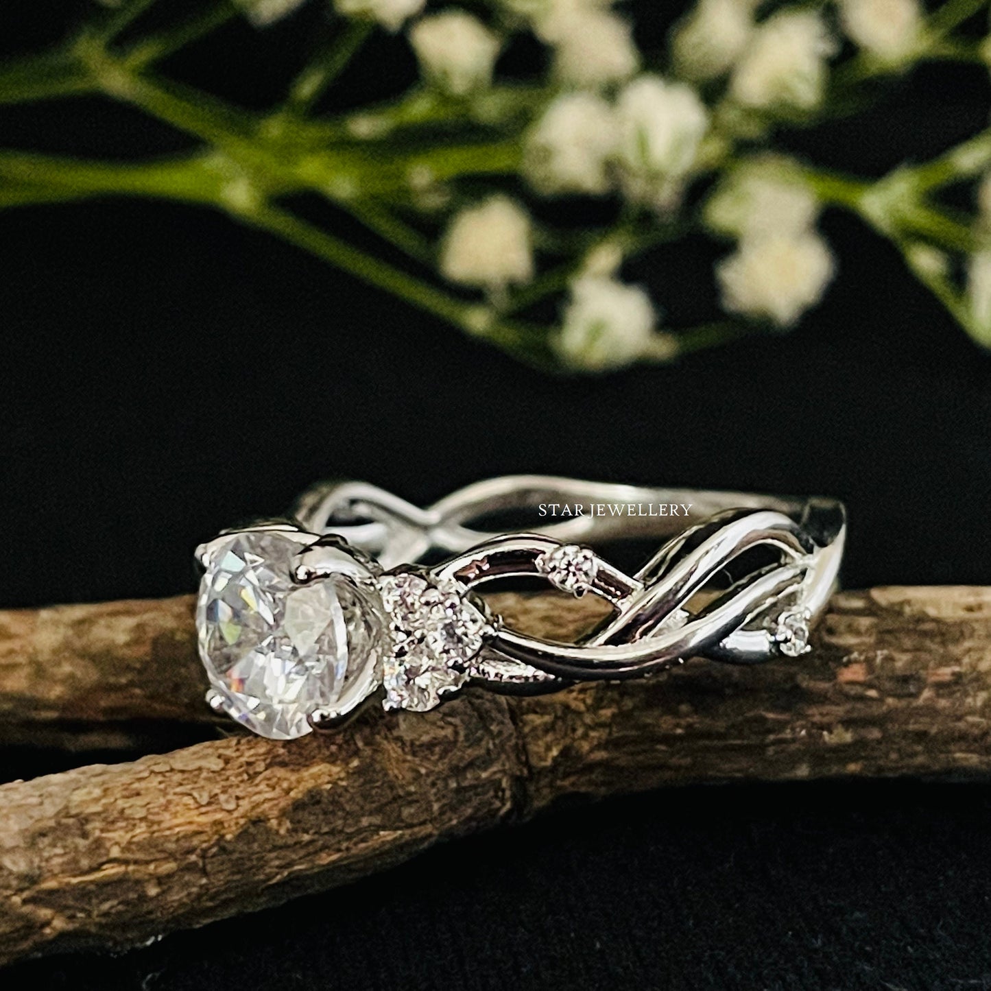 1.25 Ct Brilliant Cut Colorless Round Moissanite Engagement Ring