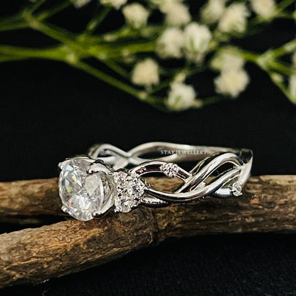 1.25 Ct Brilliant Cut Colorless Round Moissanite Engagement Ring