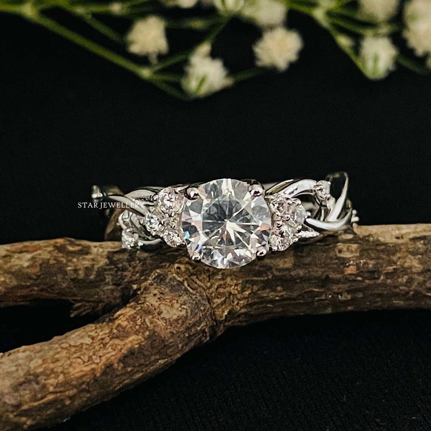 1.25 Ct Brilliant Cut Colorless Round Moissanite Engagement Ring