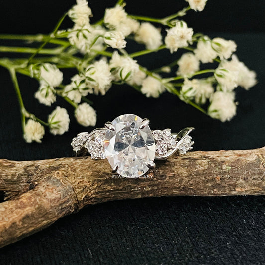 2.00 Ct Colorless Oval Cut Solitaire Moissanite Engagement Ring