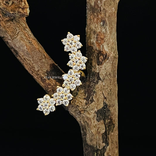 Diamond Flower Ear Climber