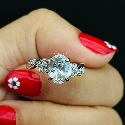 2.00 Ct Colorless Oval Cut Solitaire Moissanite Engagement Ring