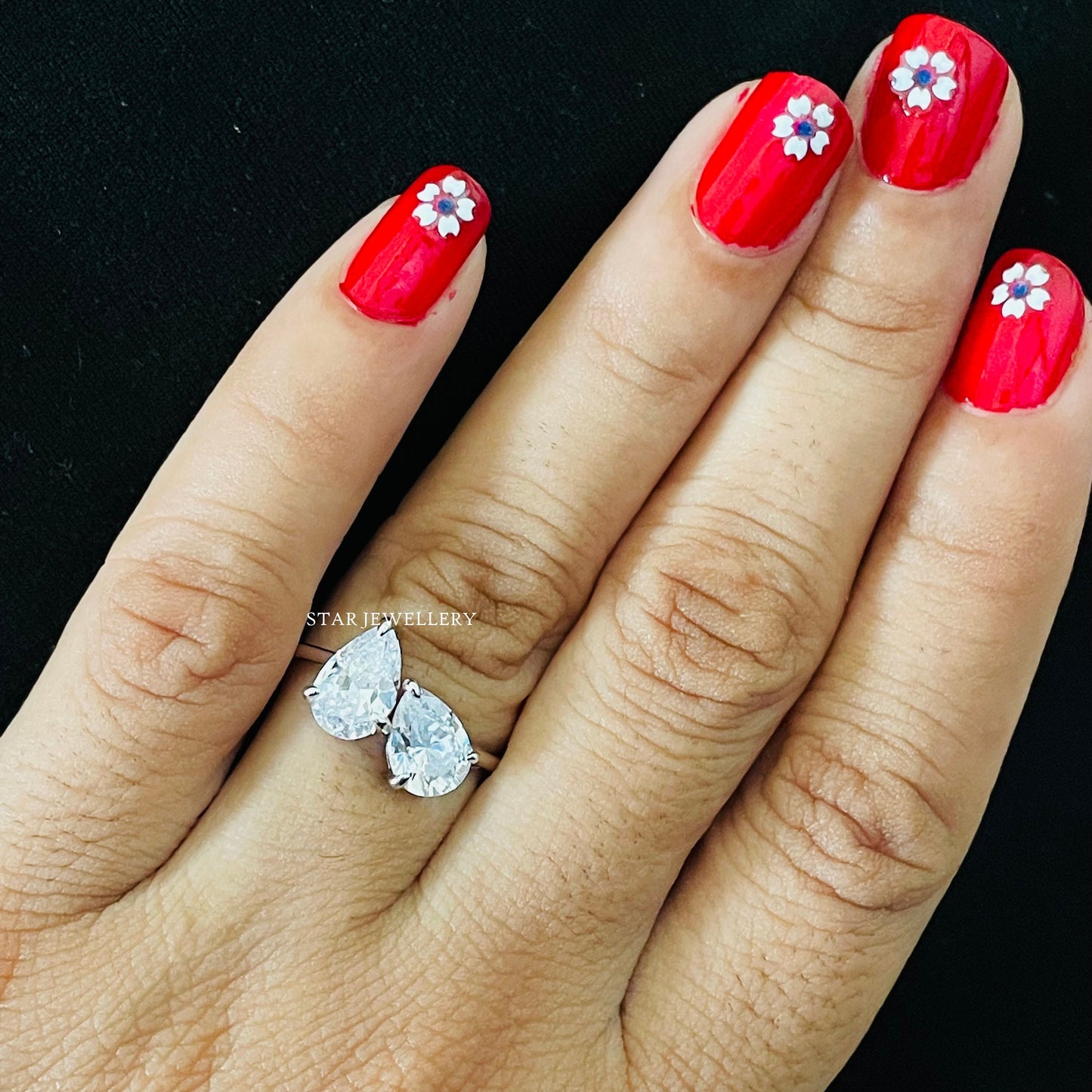 Toi Et Moi Two Stone Pear Cut Moissanite Engagement Ring