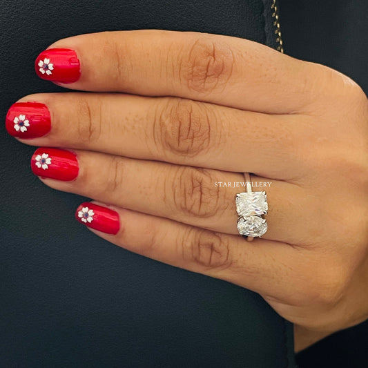 14K Solid Gold IGI Certified Lab Grown Diamond Toi Et Moi Engagement Ring