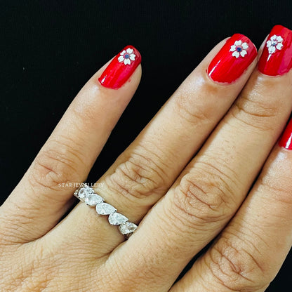 Colorless Pear Cut Moissanite Full Eternity Wedding Band