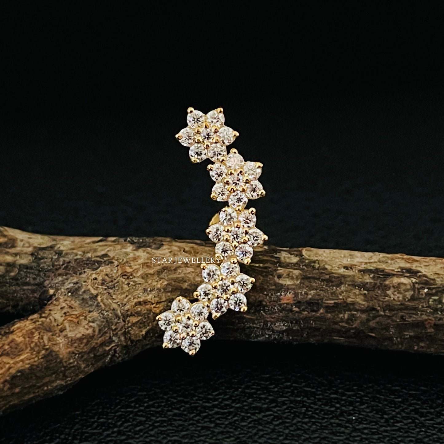 Diamond Flower Ear Climber