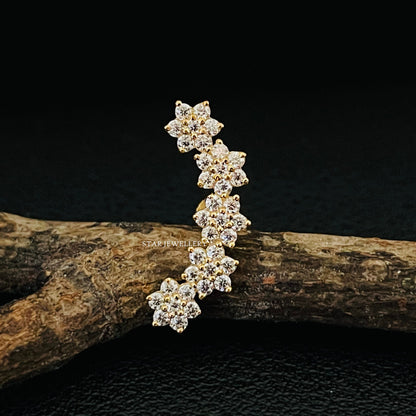 Diamond Flower Ear Climber