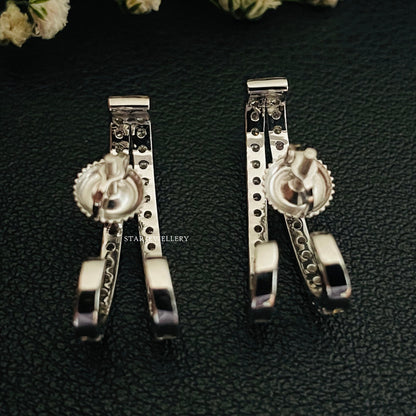 Twin Diamond Huggies Ear Cuff Earrings in 14K