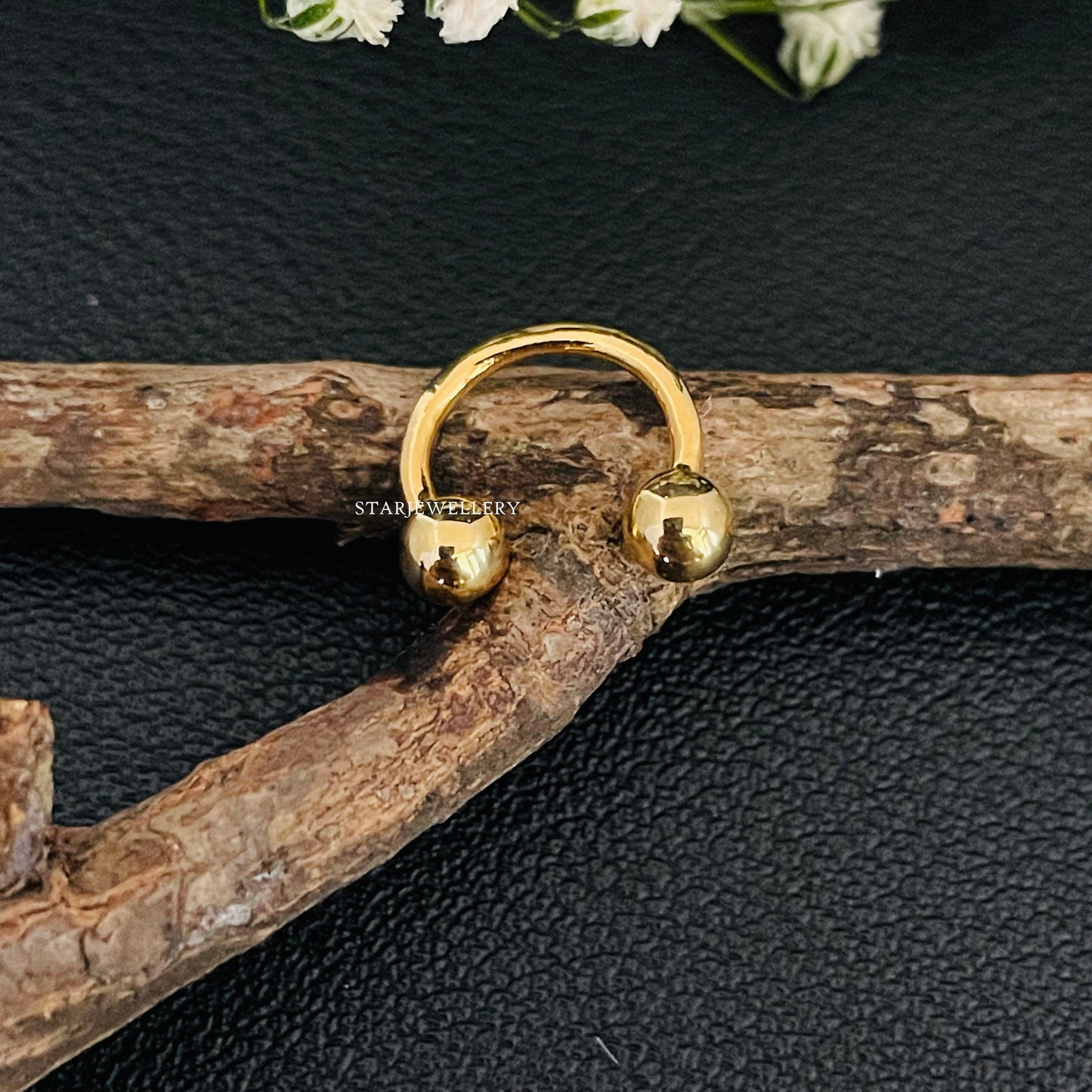 14K Solid Gold Horse Shoe Septum Nose Ring