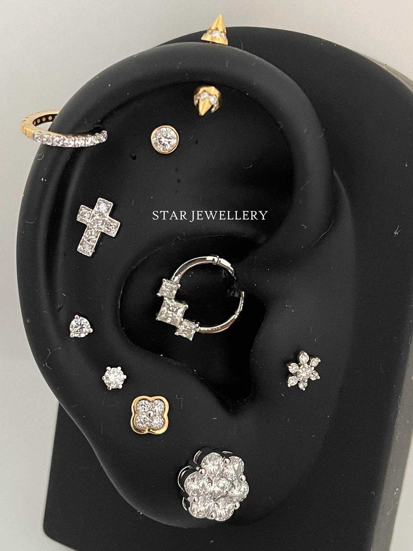 Genuine Princess Cut Diamond Trio Stone Septum Clicker
