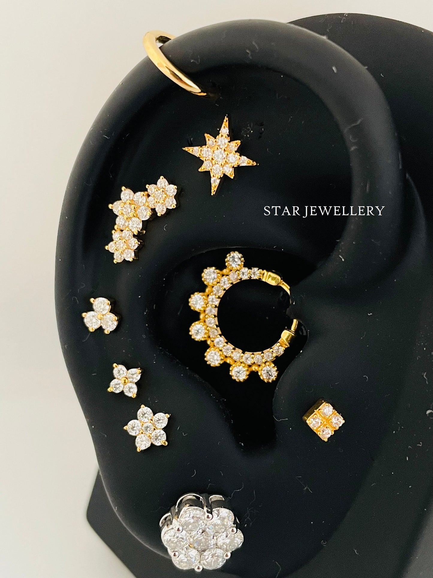 14K Solid Gold Bezel Set Miligrain Diamond Daith Clicker