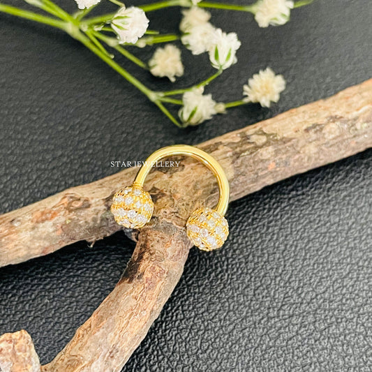 14K Solid Gold Diamond Horse Shoe Septum Nose Ring