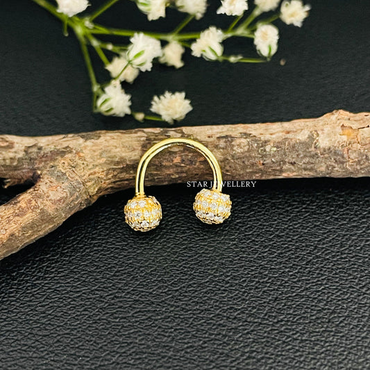14K Solid Gold Diamond Horse Shoe Septum Nose Ring