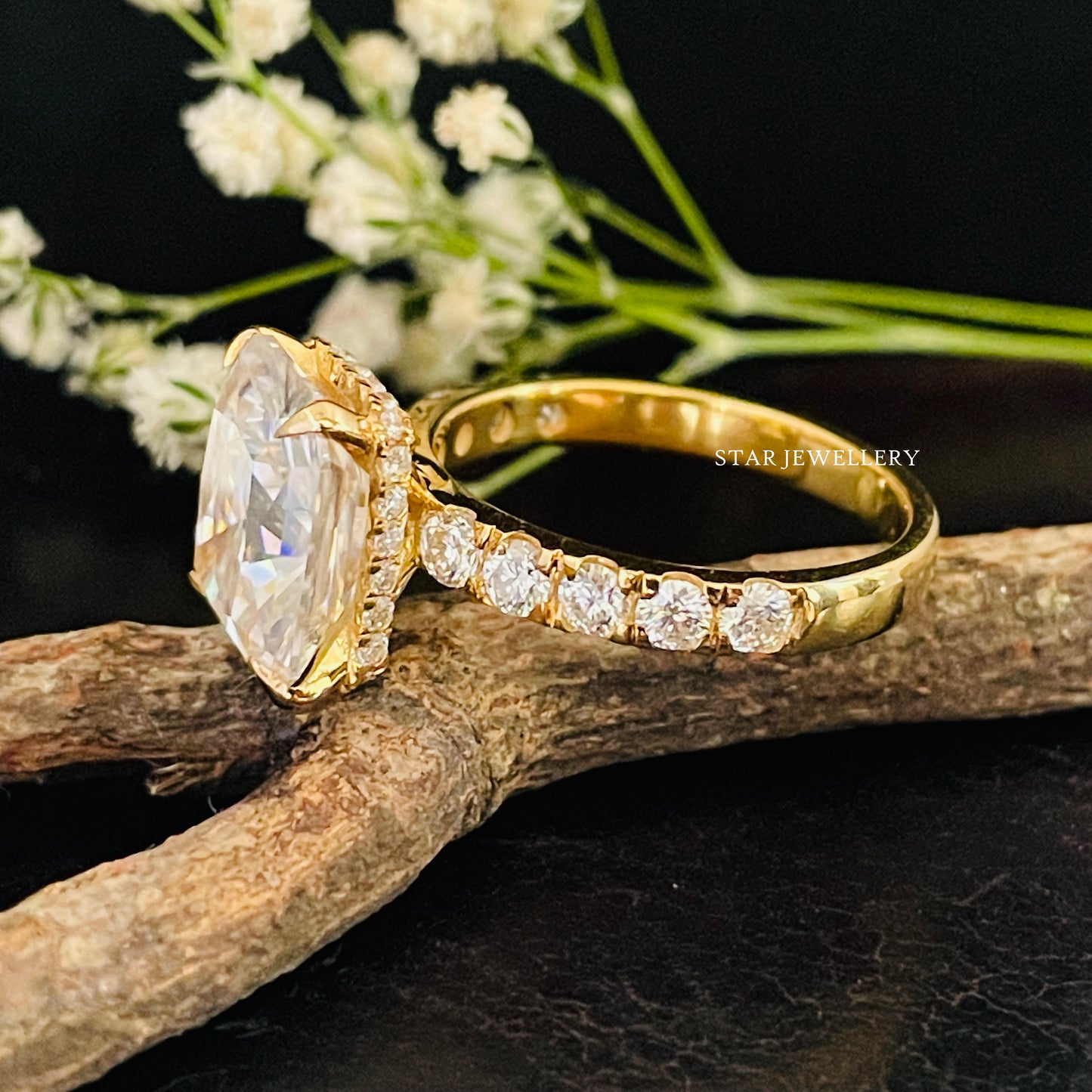 5.00 Ct Colorless Radiant Cut Moissanite Hidden Halo Ring