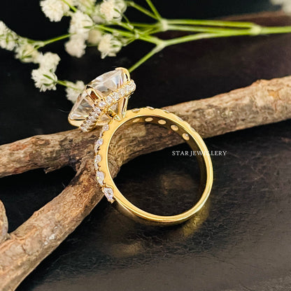 5.00 Ct Colorless Radiant Cut Moissanite Hidden Halo Ring