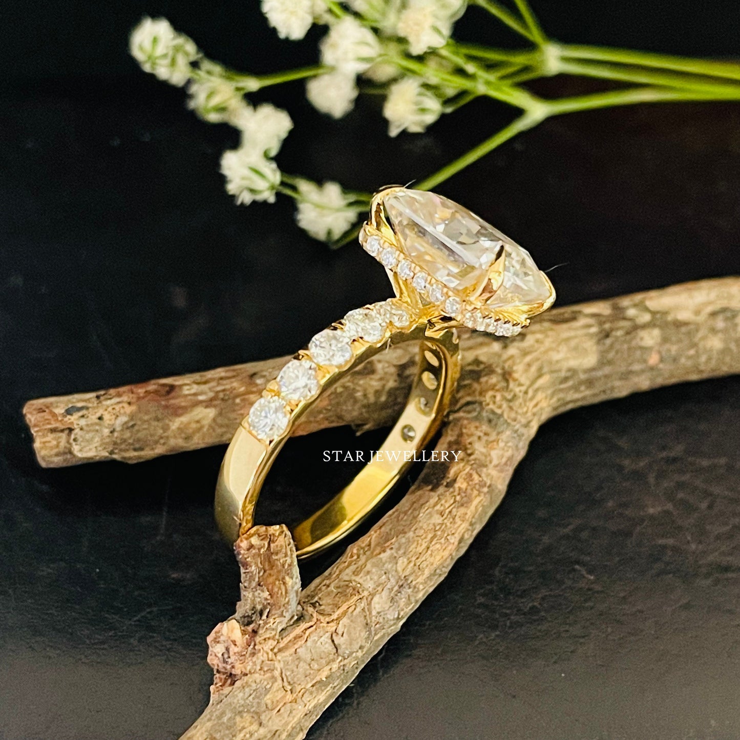 5.00 Ct Colorless Radiant Cut Moissanite Hidden Halo Ring