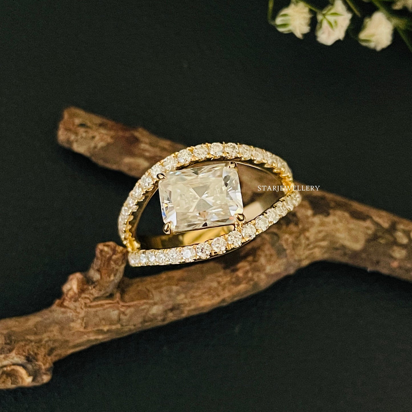 1.75 Ct Radiant Cut IGI Certified Lab Grown Diamond Engagement Ring with Split Shank
