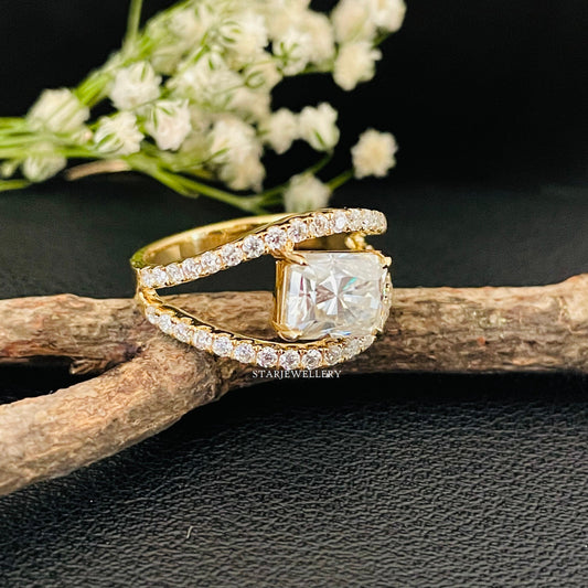 1.75 Ct Colorless Radiant Cut Moissanite Engagement Ring with Split Shank