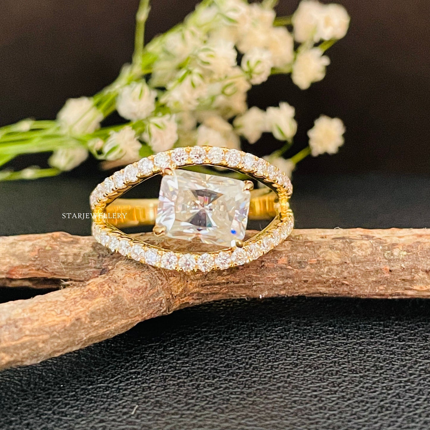 1.75 Ct Radiant Cut IGI Certified Lab Grown Diamond Engagement Ring with Split Shank
