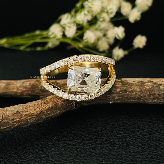 1.75 Ct Radiant Cut IGI Certified Lab Grown Diamond Engagement Ring with Split Shank