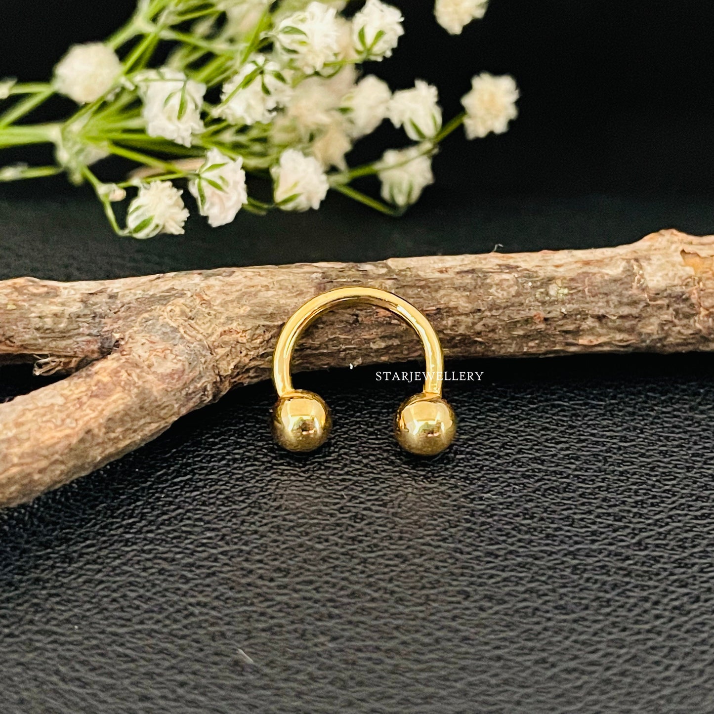 14K Solid Gold Horse Shoe Septum Nose Ring
