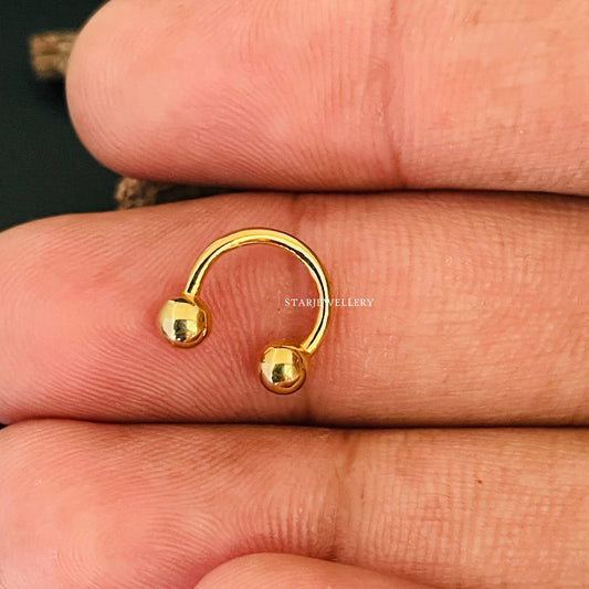 14K Solid Gold Horse Shoe Septum Nose Ring