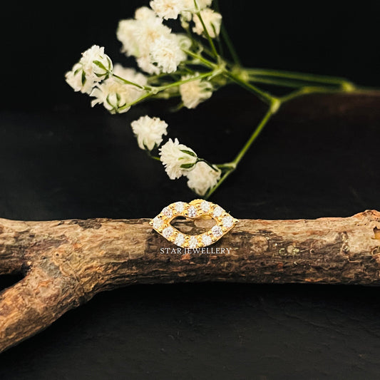 Natural Diamond Solid Gold Lips Piercing