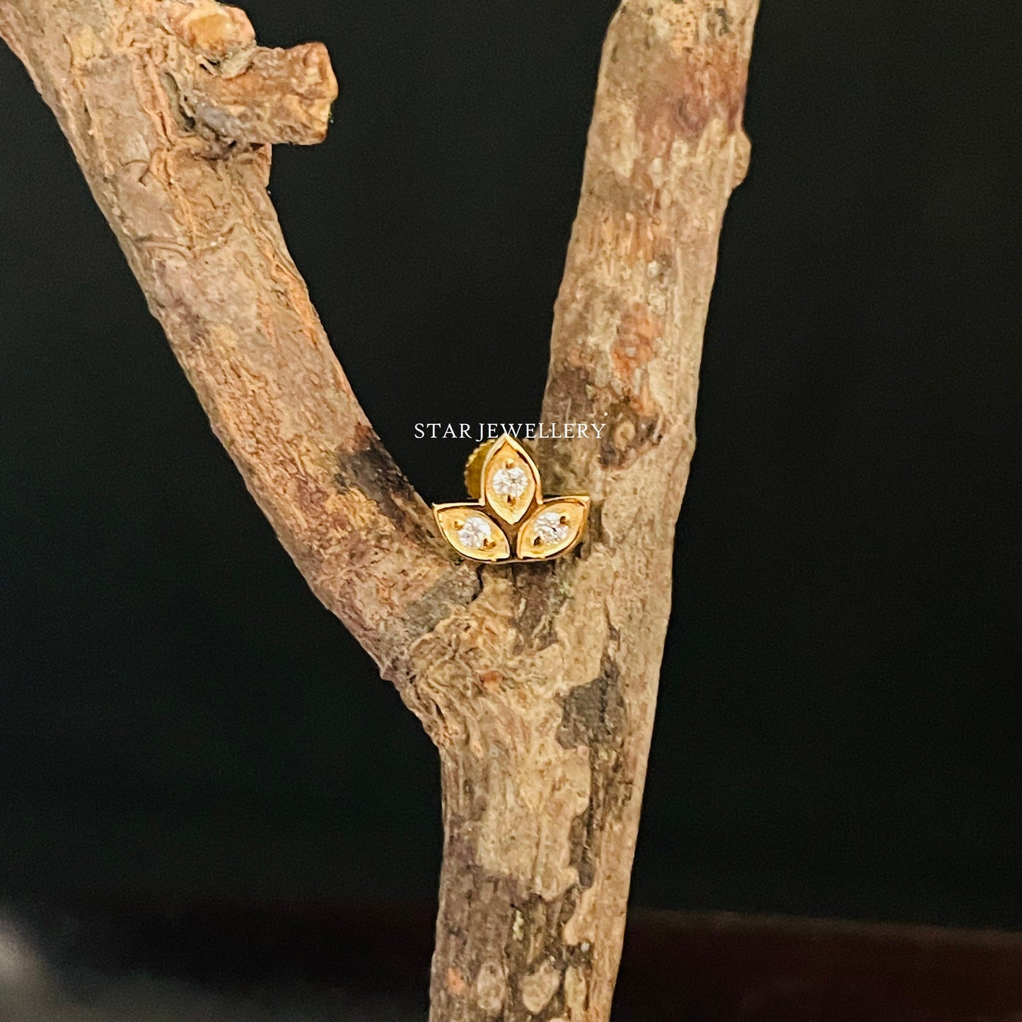 Diamond Lotus Studs for High Lobe, Conch, Tragus, Helix Tragus, Cartilage