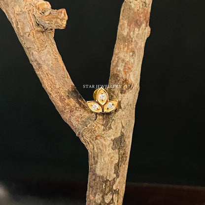 Diamond Lotus Studs for High Lobe, Conch, Tragus, Helix Tragus, Cartilage