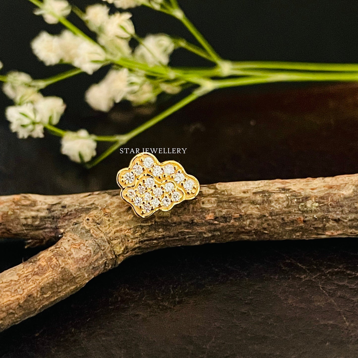 Natural Diamond Vintage Cloud Piercing