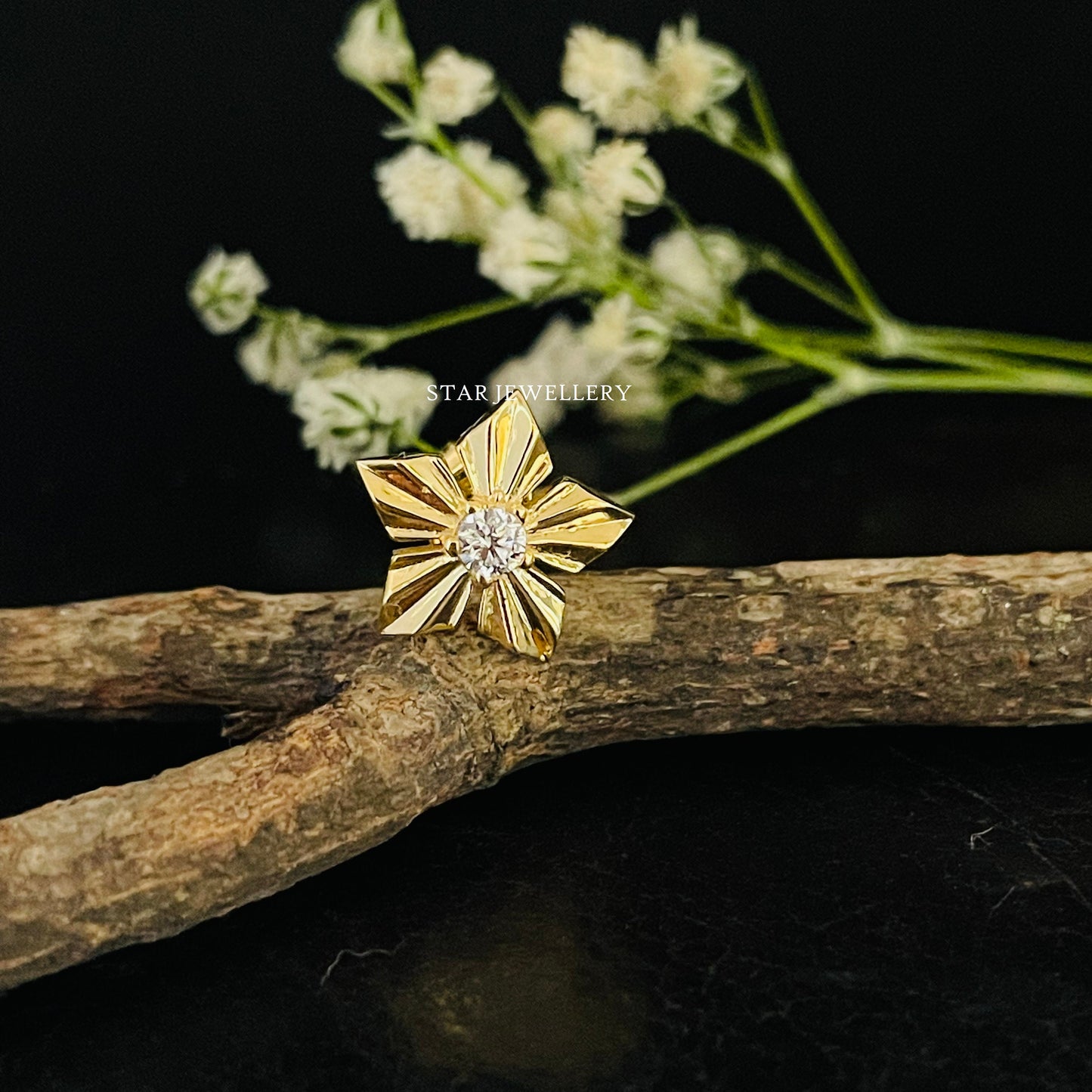 Diamond Lotus Studs for Ear Lobe, Conch, Tragus, Helix Tragus