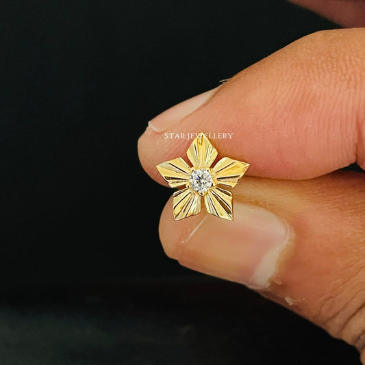 Diamond Lotus Studs for Ear Lobe, Conch, Tragus, Helix Tragus